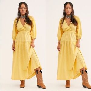 Free People Sunshine Yellow Maxi Wrap Dress
